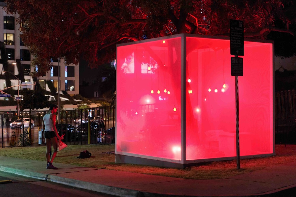 man observing the cube